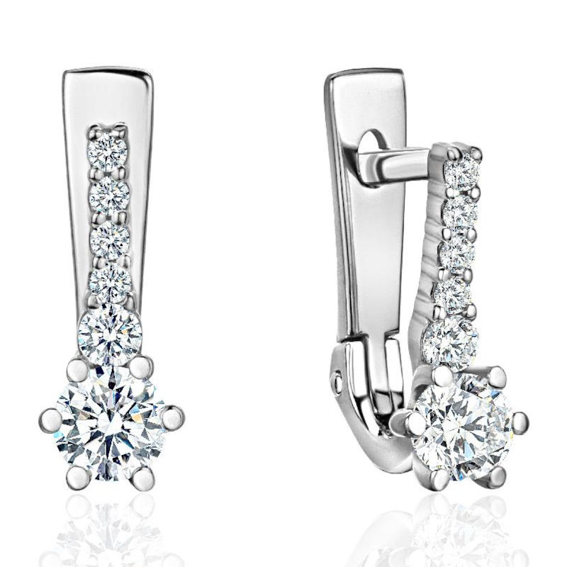 Серьги из платины 585 пробы с фианитами 01С195941-585