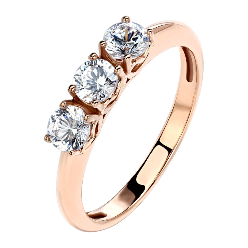 Кольцо из красного золота 585 пробы с фианитами 01К119302