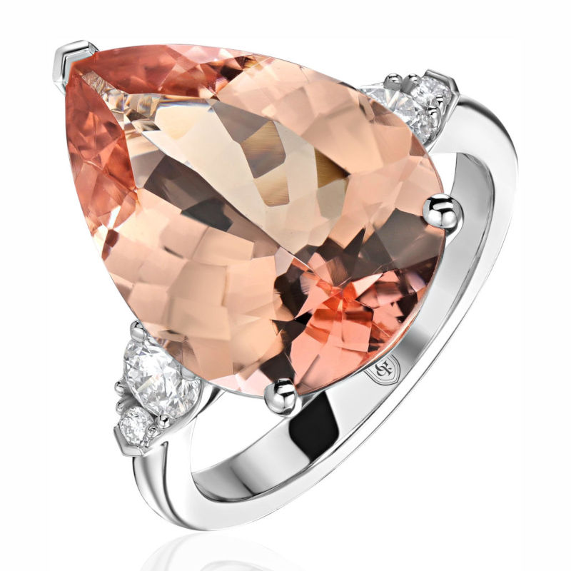 Кольцо из белого золота 750 пробы с морганитом и бриллиантами 01К6713563-4 Кольцо из белого золота 750 пробы с морганитом и бриллиантами 01К6713563-4