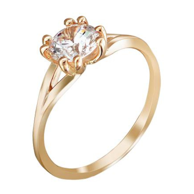 Кольцо из красного золота 585 пробы с фианитом 01К118636