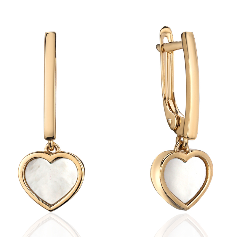 Серьги из желтого золота 585 пробы с перламутром 01С4315090-1