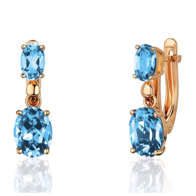 Серьги из красного золота 585 пробы с топазами 01С3115381-3