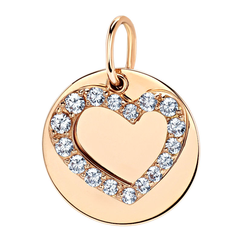 Подвеска "Сердце" из красного золота 585 пробы с фианитами 01П113640