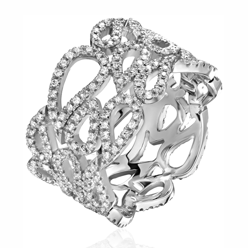 Кольцо из белого золота 585 пробы с бриллиантами 01К6214496