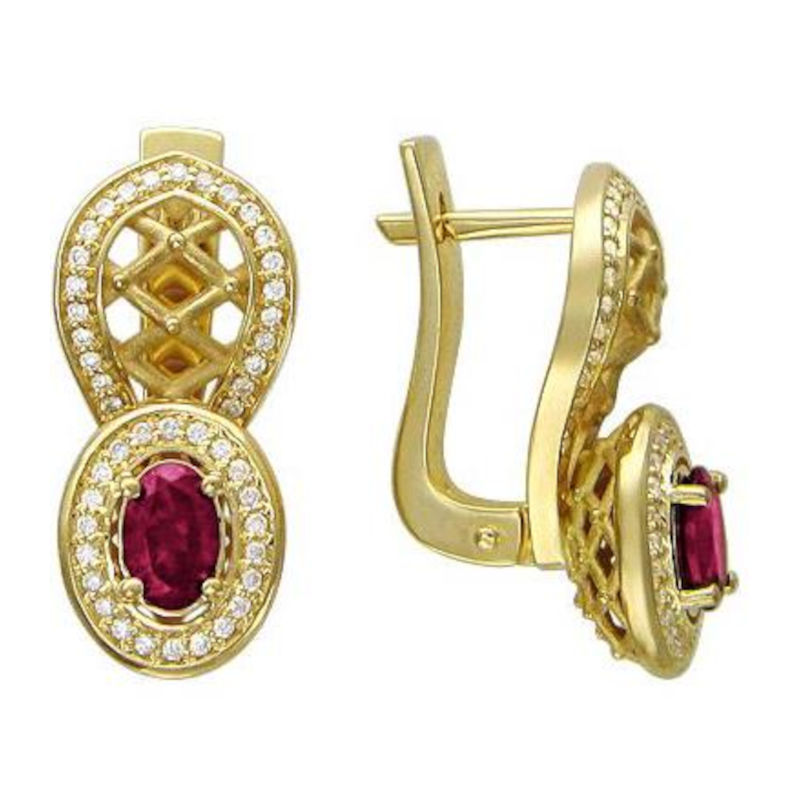 Серьги из желтого золота 750 пробы с сапфирами и бриллиантами 01С646570