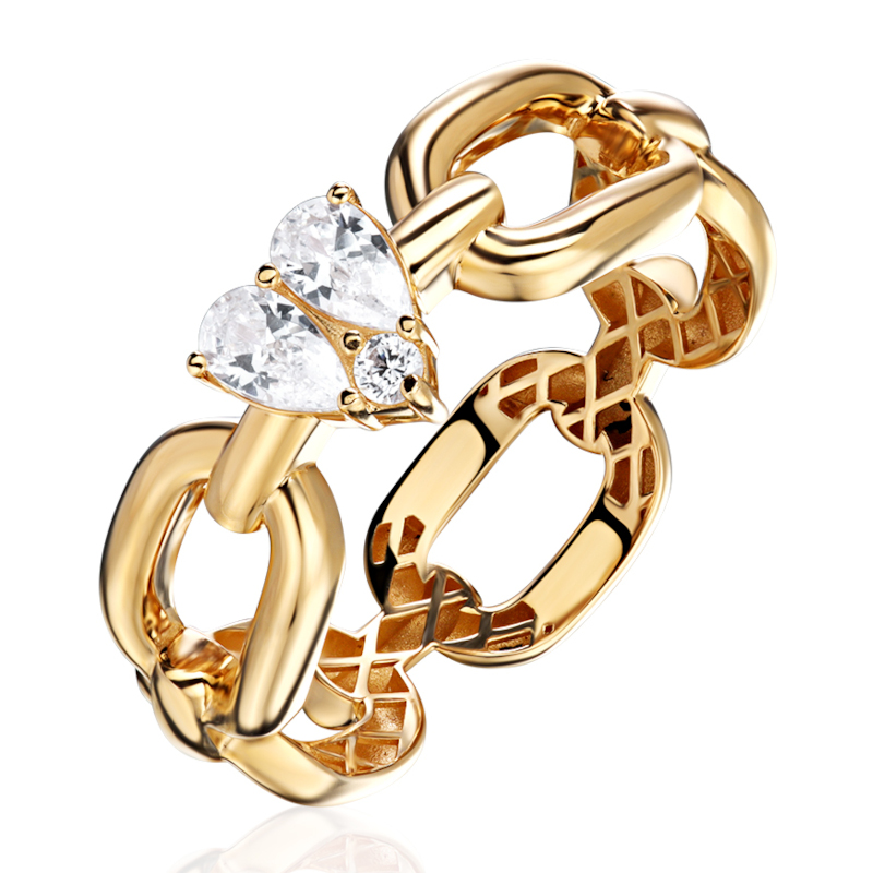 Кольцо из желтого золота 585 пробы с фианитами 01К1315683Р