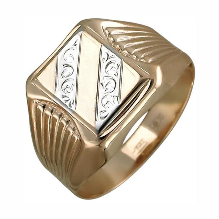 Печатка из красного золота 585 пробы без вставок 01Т718290Б