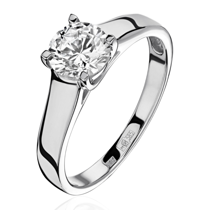 Кольцо из белого золота 585 пробы с бриллиантом 01К6214876-Л