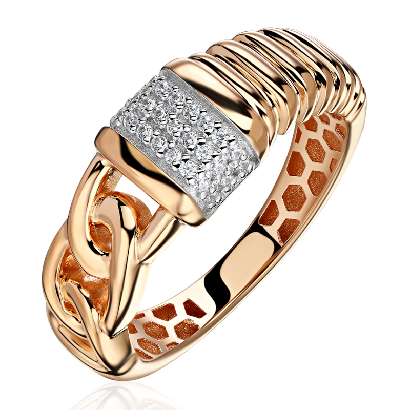 Кольцо из красного золота 585 пробы с фианитами 01К1116832Р