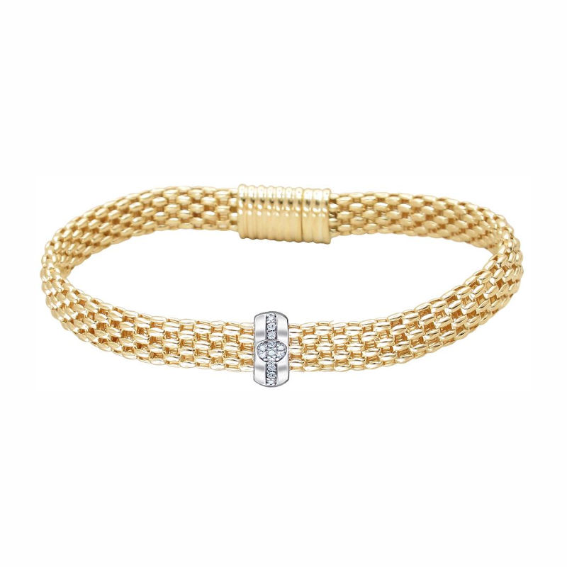 Браслет из комбинированного золота 585 пробы с фианитами 01Б162557Ж