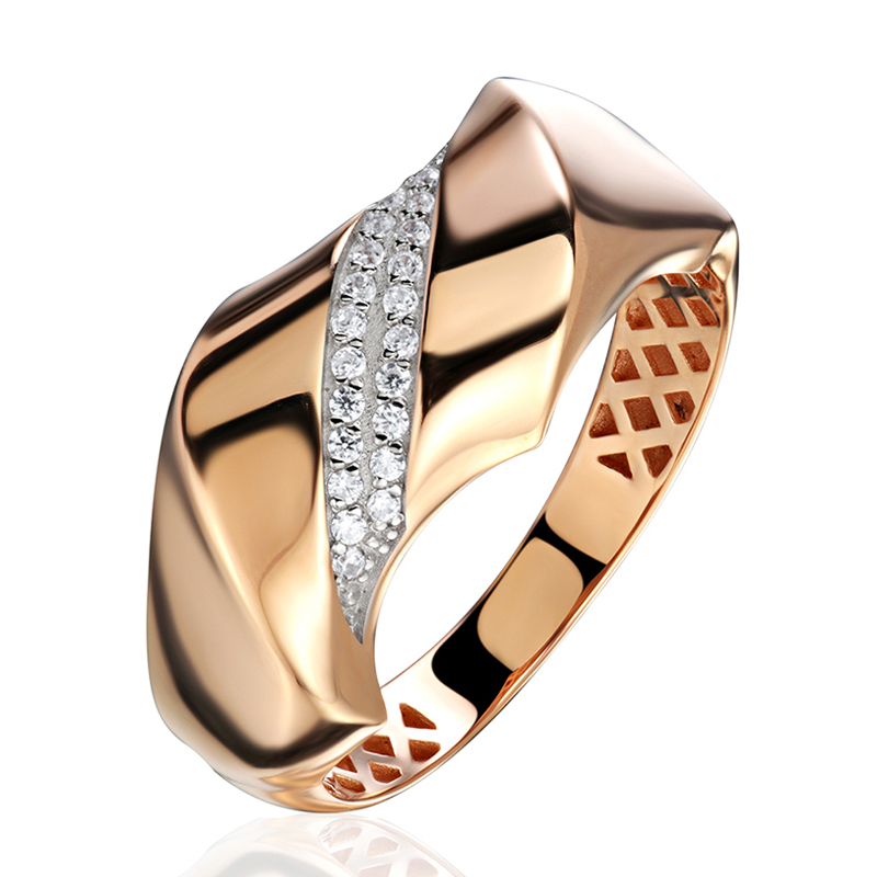 Кольцо из красного золота 585 пробы с фианитами 01К1115754Р