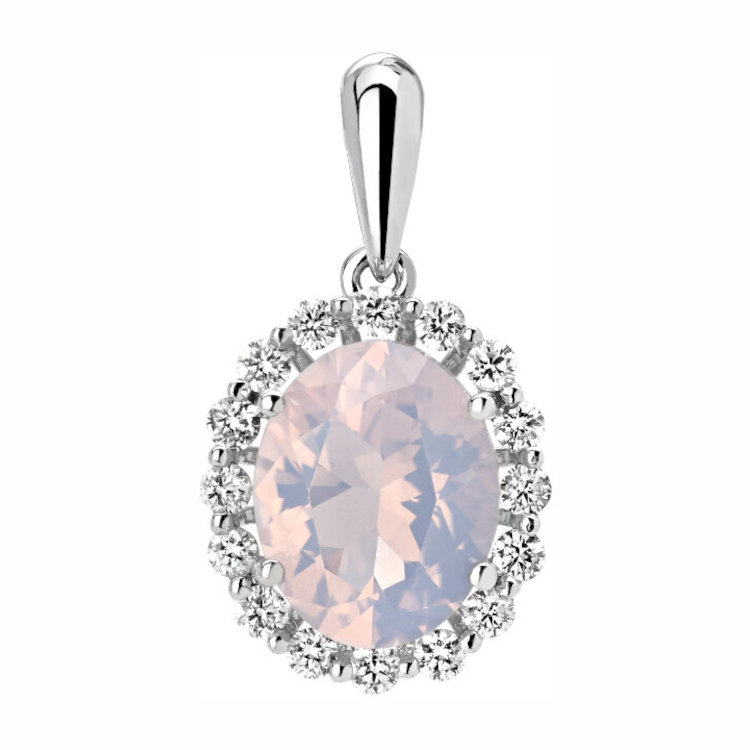 Подвеска из белого золота 585 пробы с кварцем и бриллиантами 01П6251032-6