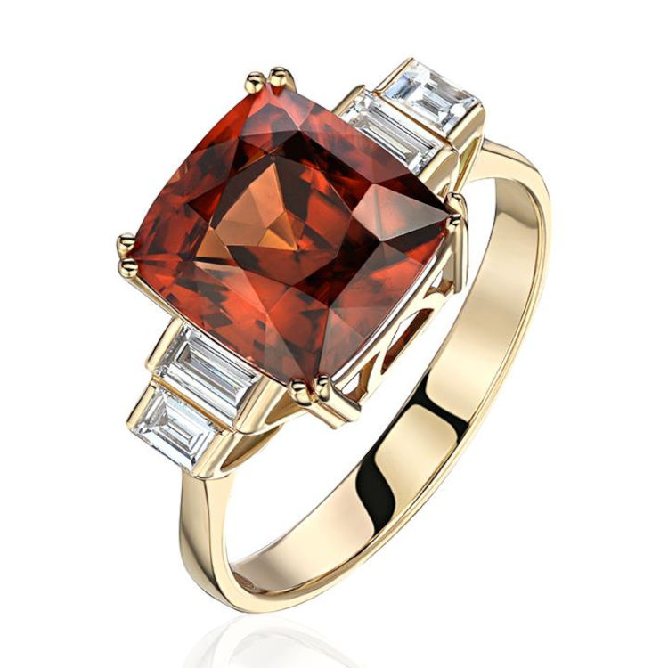 Кольцо из желтого золота 585 пробы с гиацинтом и бриллиантами 01К6317061-1