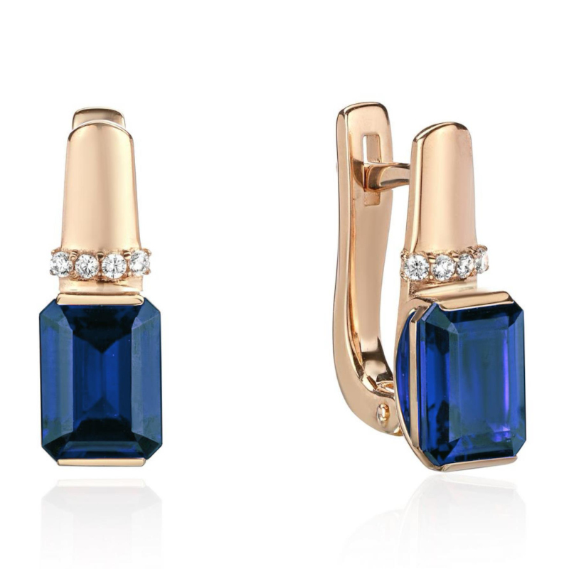 Серьги из красного золота 585 пробы с наносинтал топазами и фианитами 01С2115435-3