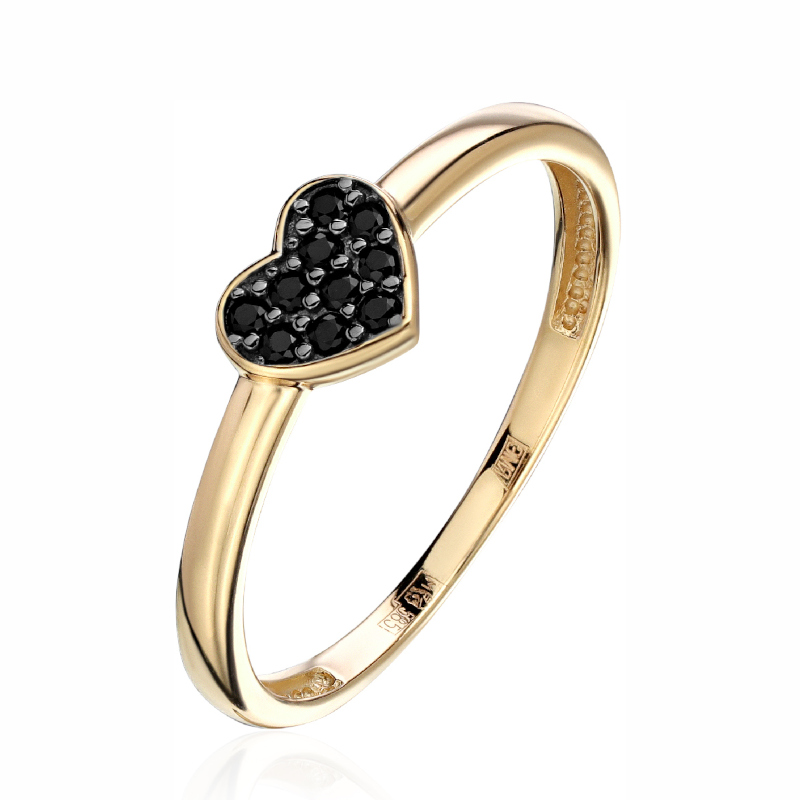 Кольцо из желтого золота 585 пробы c фианитами 01К2315318ЧР-1