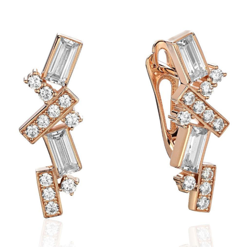 Серьги из красного золота 375 пробы с фианитами 01С1114514S