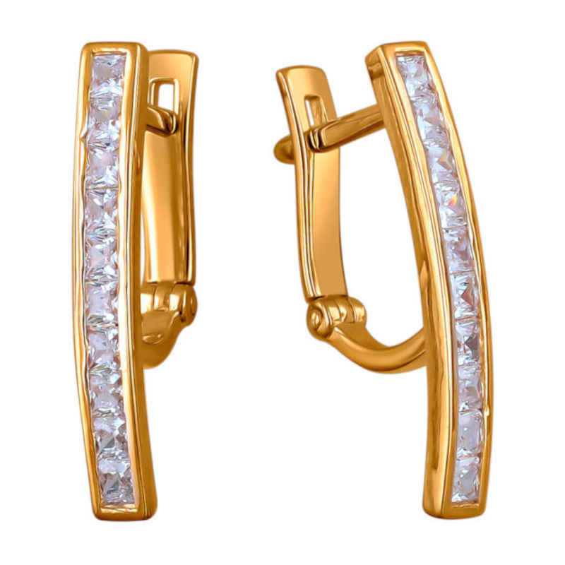 Серьги из красного золота 585 пробы с фианитами 01С1111653 Серьги из красного золота 585 пробы с фианитами 01С1111653