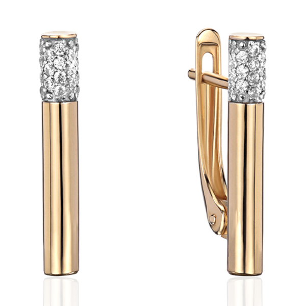 Серьги из желтого золота 585 пробы с фианитами 01С1316750Р