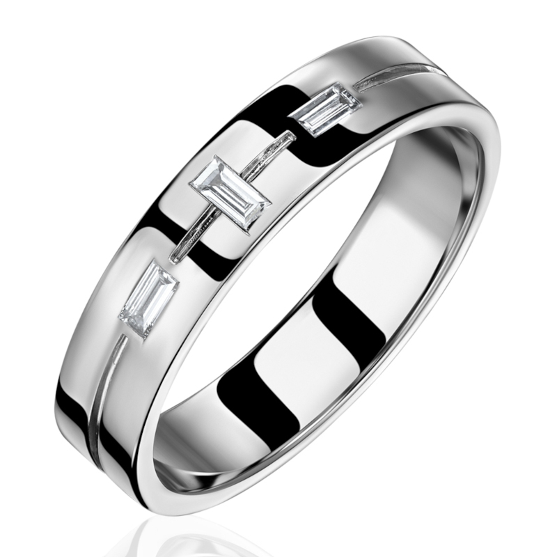 Обручальное кольцо из белого золота 585 пробы с бриллиантами 01О620491 Обручальное кольцо из белого золота 585 пробы с бриллиантами 01О620491