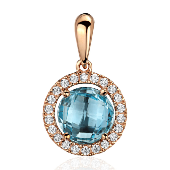 Подвеска из красного золота 585 пробы с топазом и фианитами 01П3115411-2