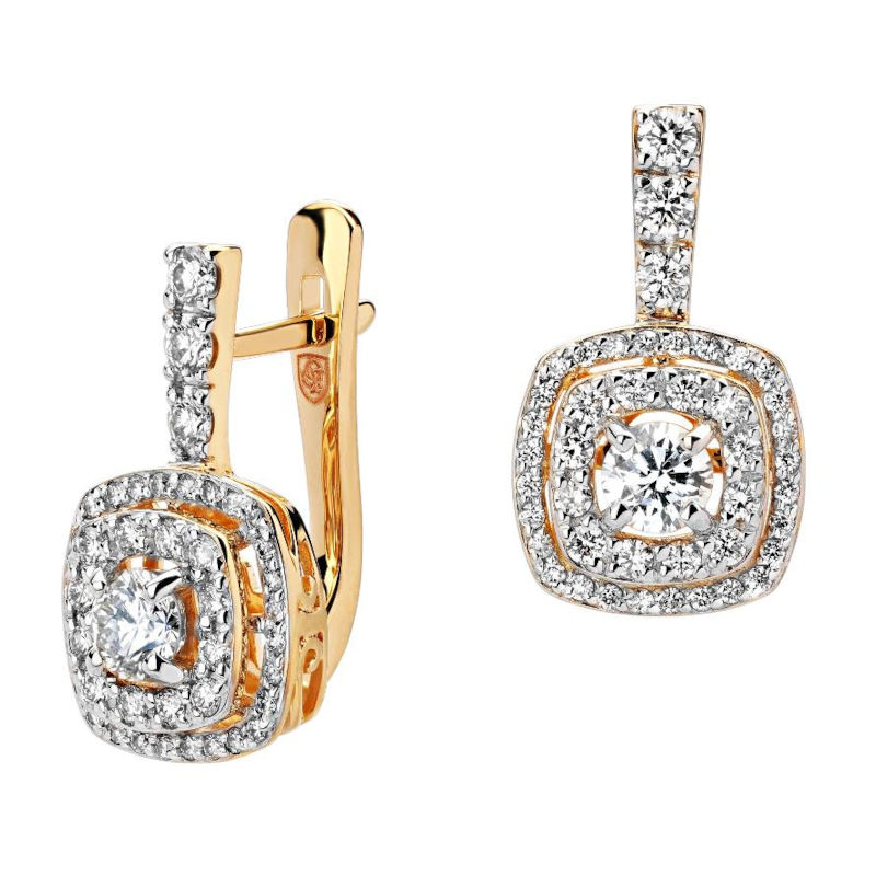 Серьги из желтого золота 585 пробы с бриллиантами 01С6314333