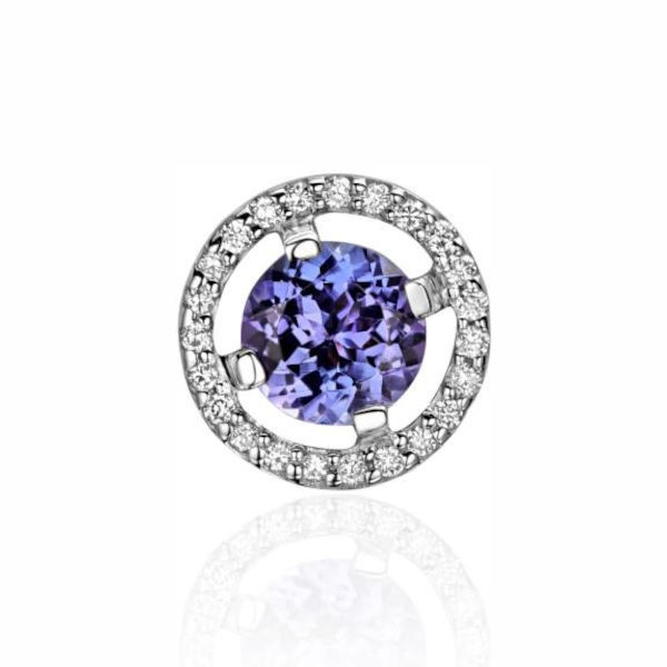 Подвеска из белого золота 585 пробы с танзанитом и бриллиантами 01П6214637-3