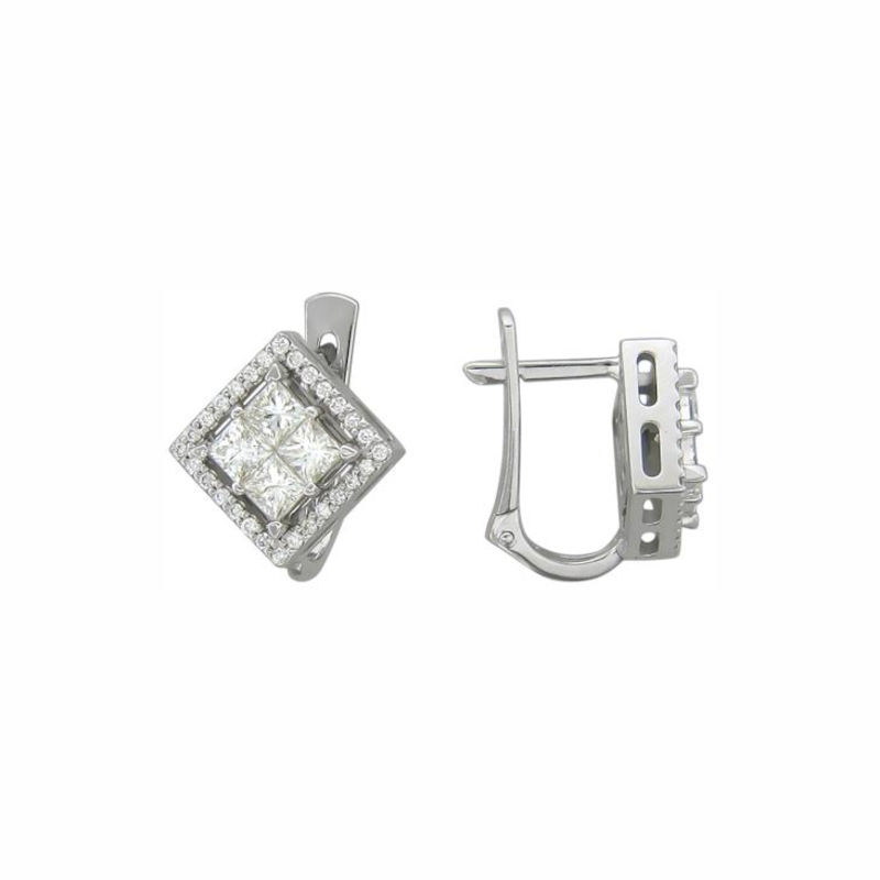 Серьги из белого золота 585 пробы с бриллиантами 01С626796Z