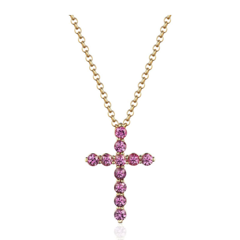 Колье из желтого золота 585 пробы с сапфирами 01Л532235-1