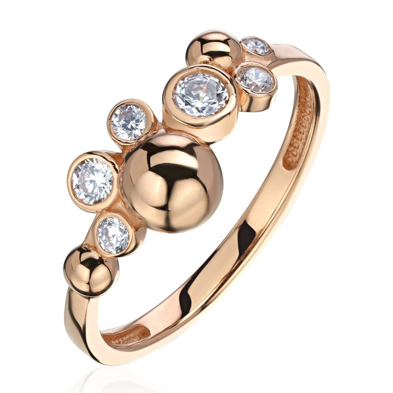 Кольцо из красного золота 375 пробы с фианитами 01К1114631S