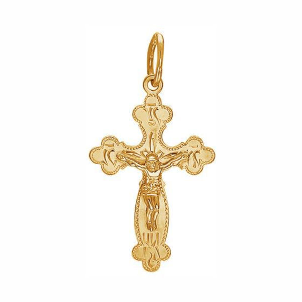 Крест нательный из золоченого серебра 925 пробы без вставок 01Р750696А