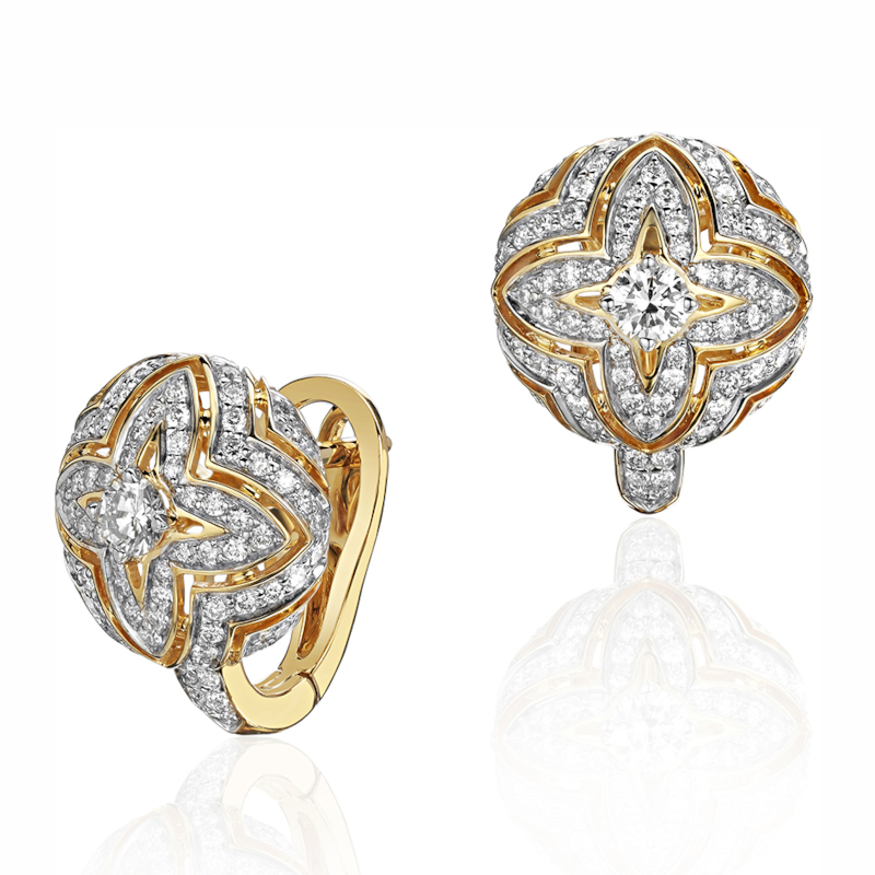 Серьги из желтого золота 585 пробы с бриллиантами 01С6313542