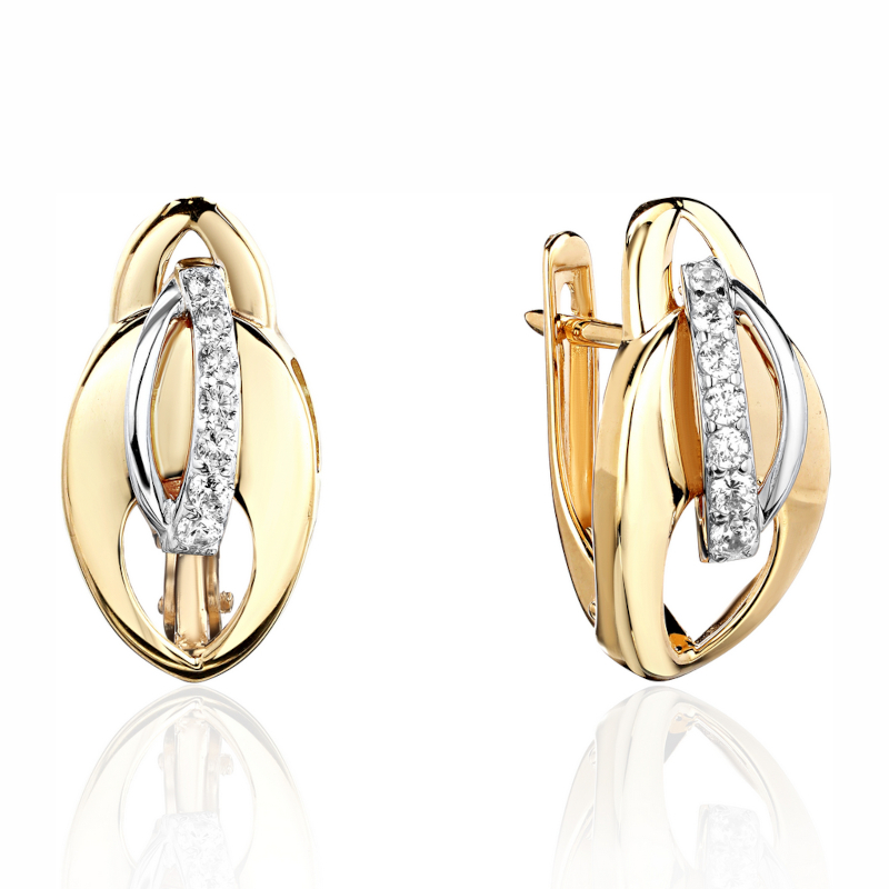 Серьги из желтого золота 585 пробы с фианитами 01С1316079Р