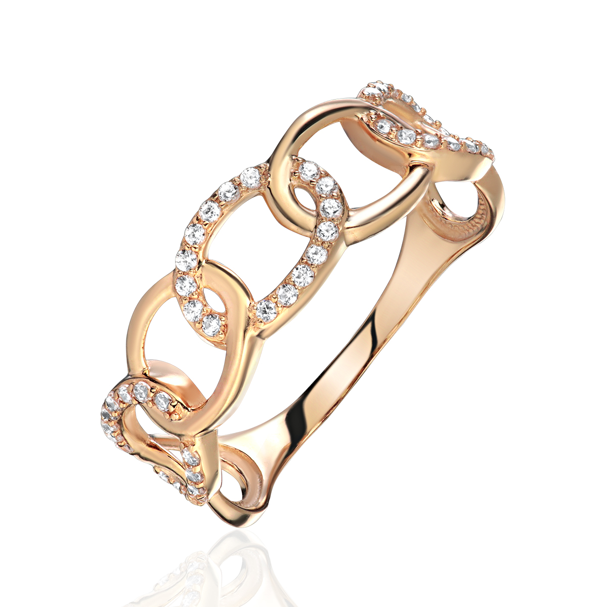 Кольцо из красного золота 585 пробы с фианитами 01К1116277