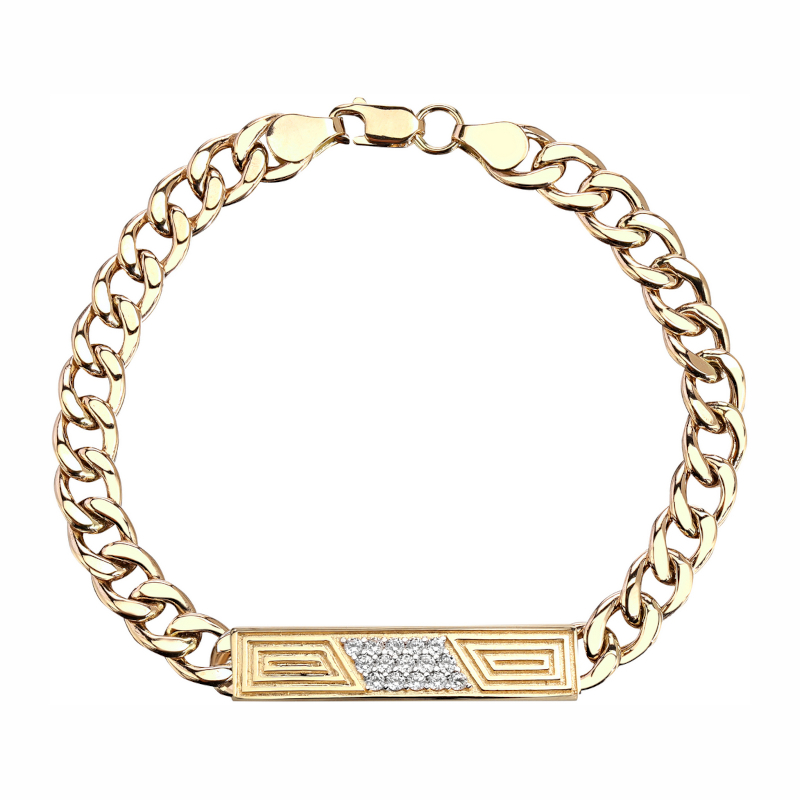 Браслет из желтого золота 585 пробы с фианитами 01Б133290Р