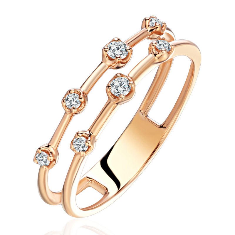 Кольцо из красного золота 585 пробы с бриллиантами 01К6115729Р