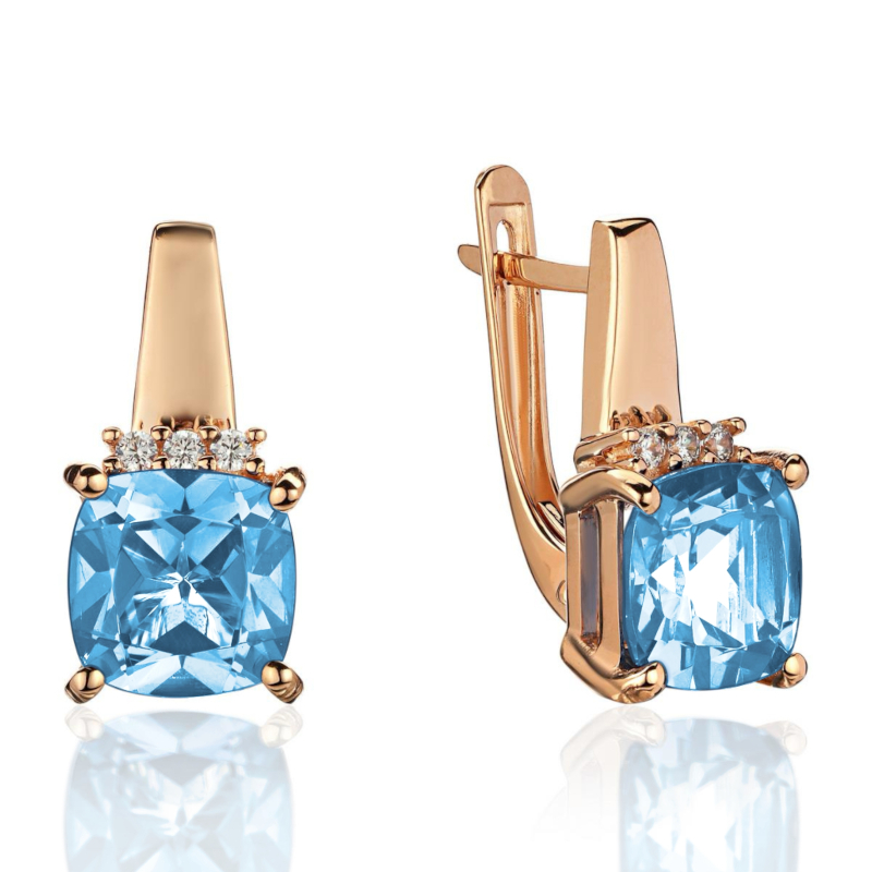 Серьги из красного золота 586 пробы с топазами и фианитами 01С3116572-2