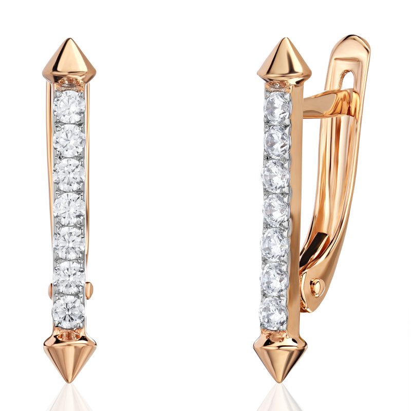 Серьги из красного золота 585 пробы с фианитами 01С1116947Р