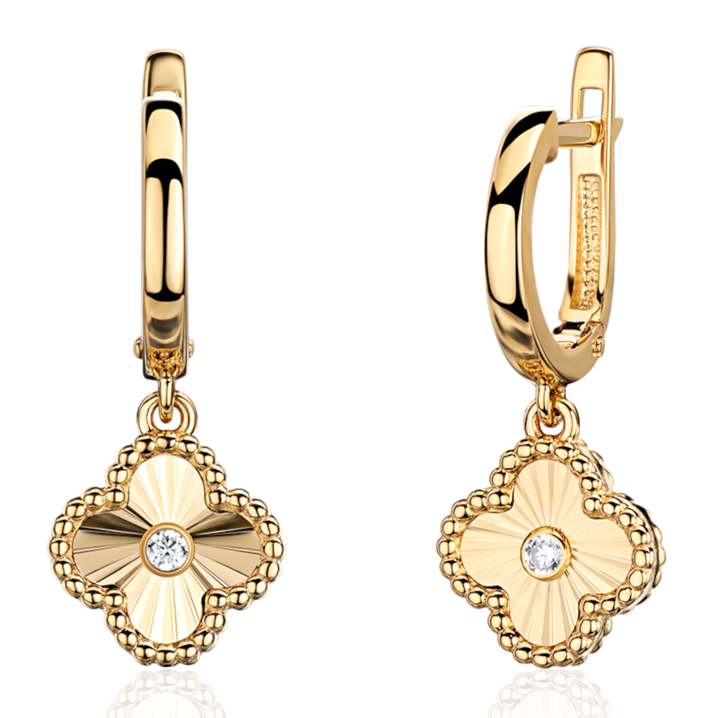 Серьги из желтого золота 585 пробы с фианитами 01С1315234