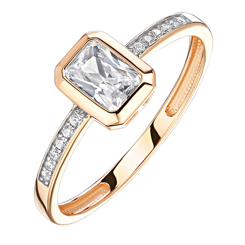 Кольцо из красного золота 585 пробы с фианитами 01К1116873Р