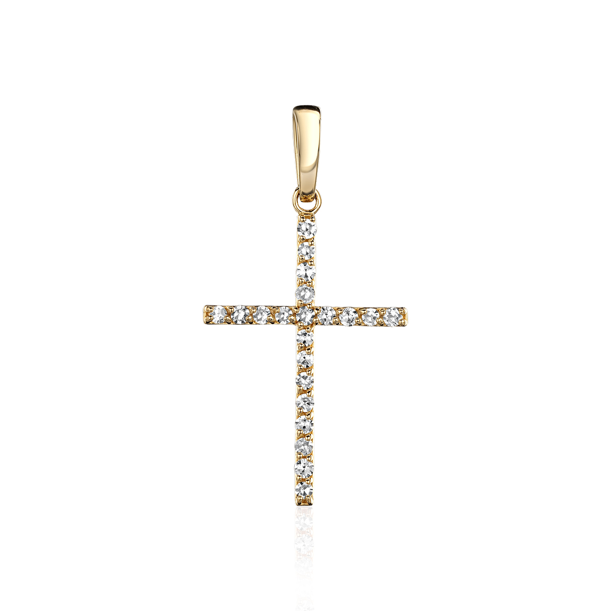 Подвеска "Крест" из желтого золота 585 пробы с бриллиантами 01Р631235-17