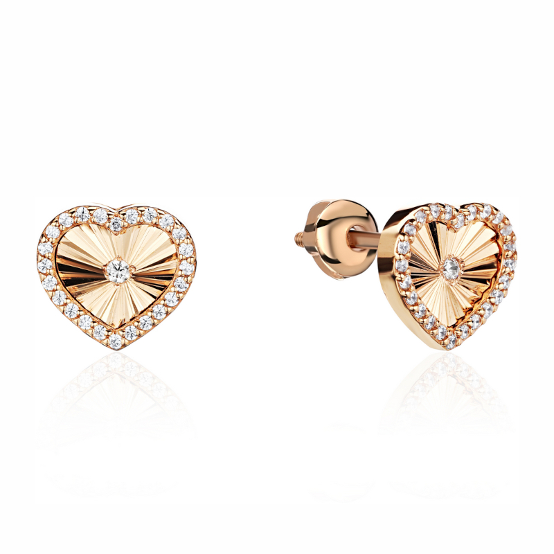 Серьги из красного золота 585 пробы с фианитами 01С1115088 Серьги из красного золота 585 пробы с фианитами 01С1115088
