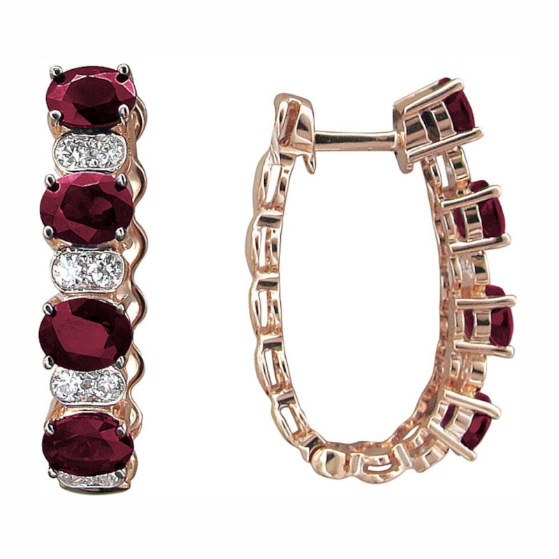 Серьги из красного золота 585 пробы с рубинами и бриллиантами 01С6114142-2