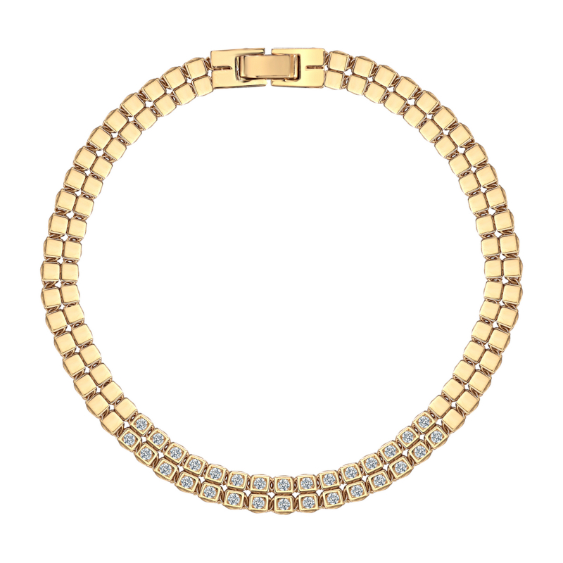 Браслет из желтого золота 585 пробы с фианитами 01Б133742Р