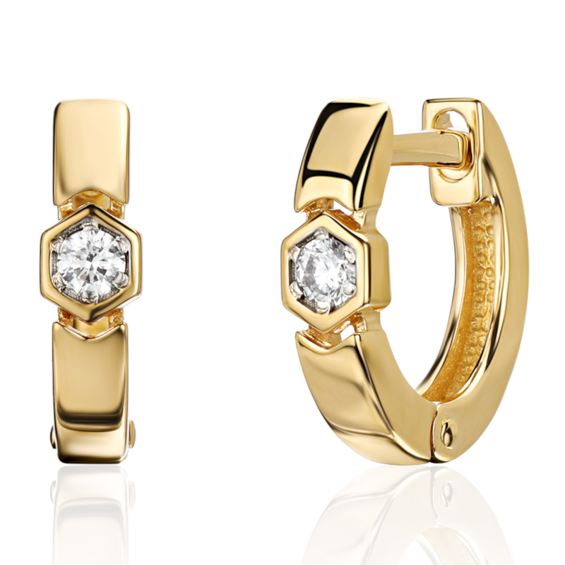 Серьги из желтого золота 585 пробы с бриллиантами 01С6315592Р