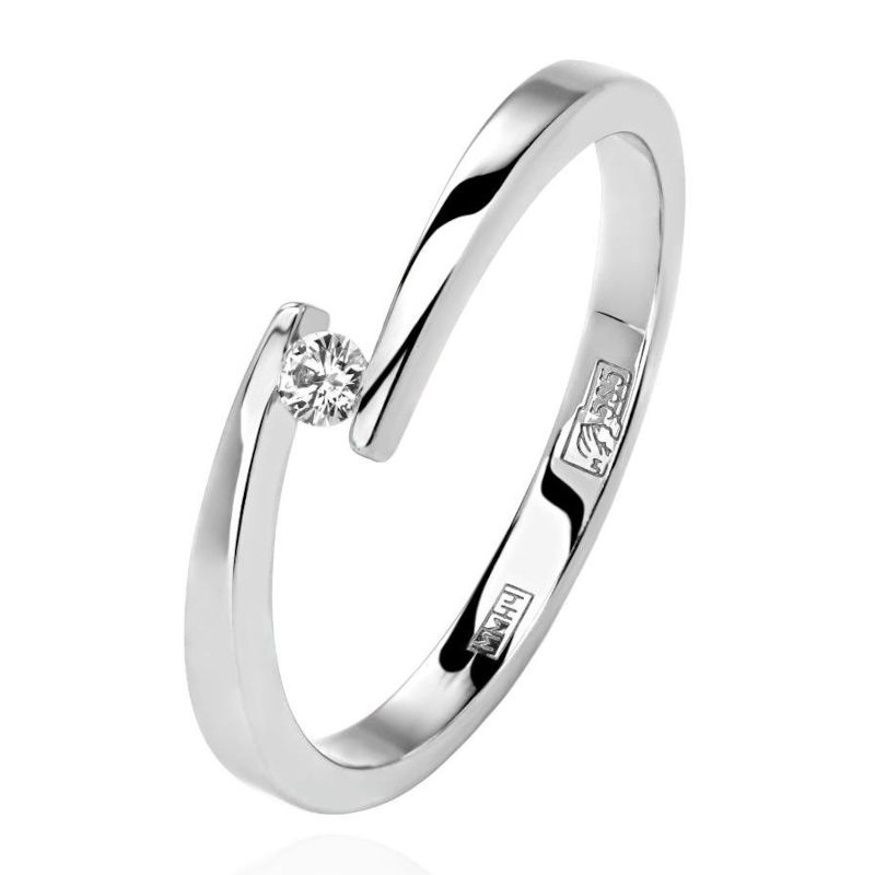 Кольцо из белого золота 585 пробы с бриллиантом 01К625532