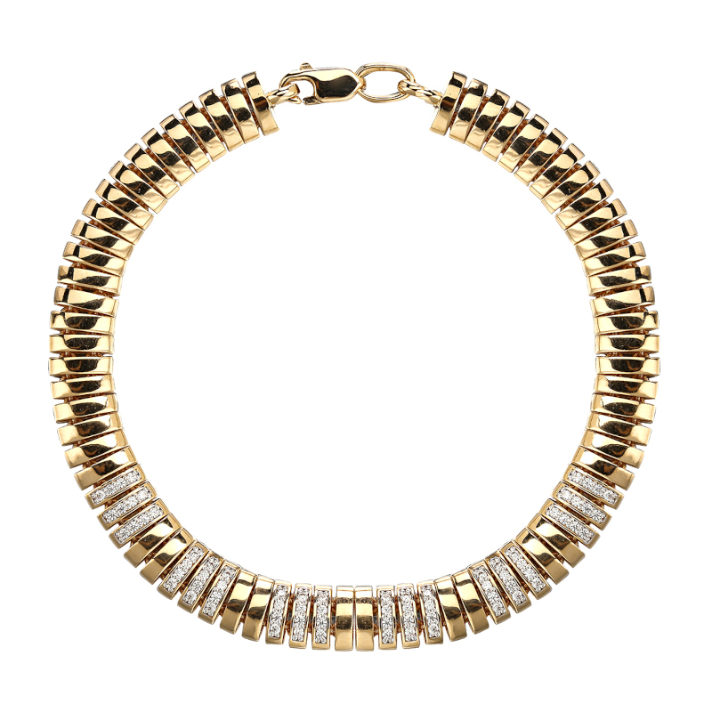 Браслет из желтого золота 585 пробы с фианитами 01Б133484Р