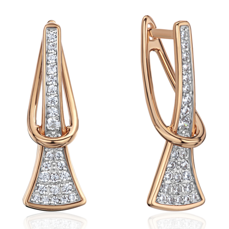 Серьги из красного золота 585 пробы с фианитами 01С1117023Р