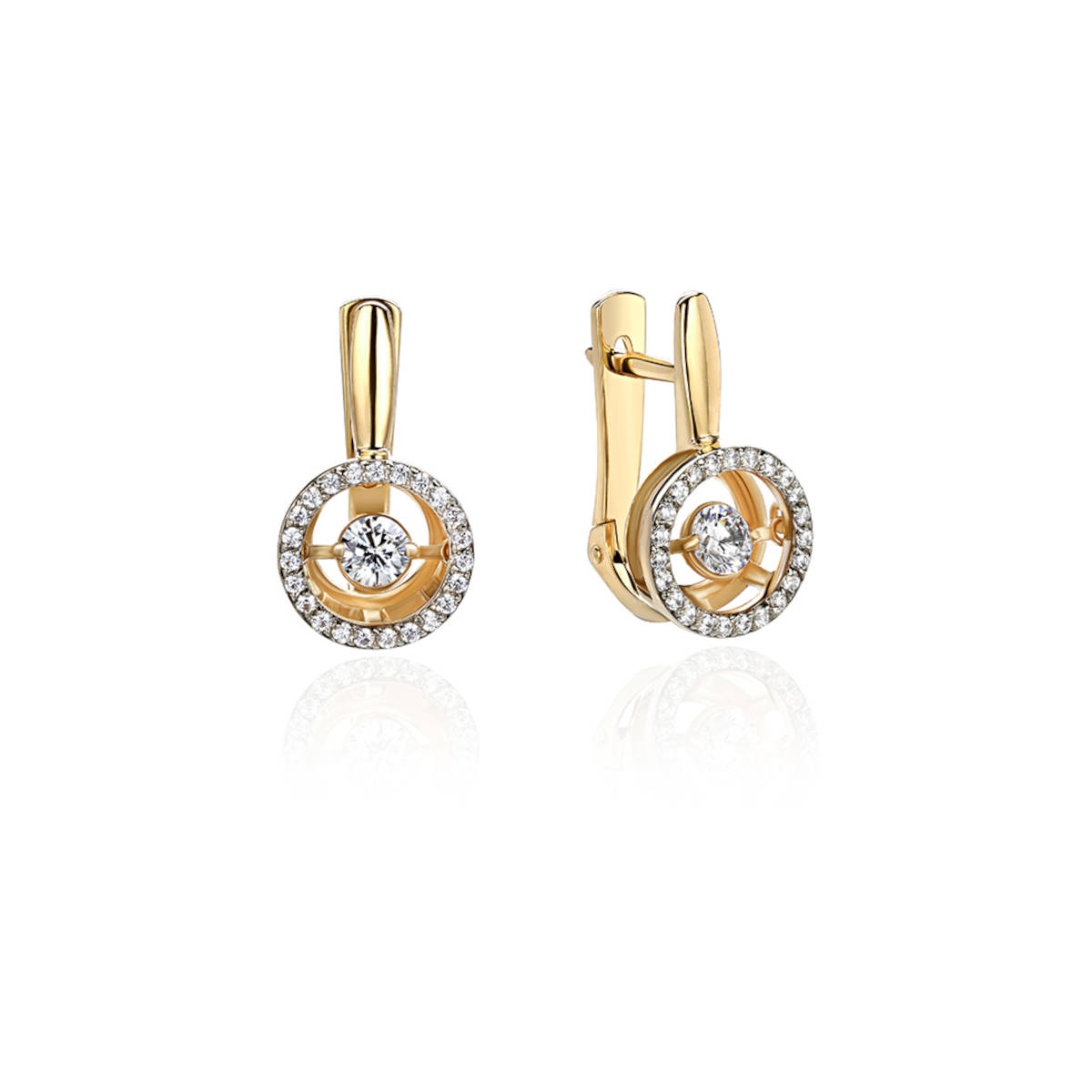 Серьги из желтого золота 585 пробы с фианитами 01С137959