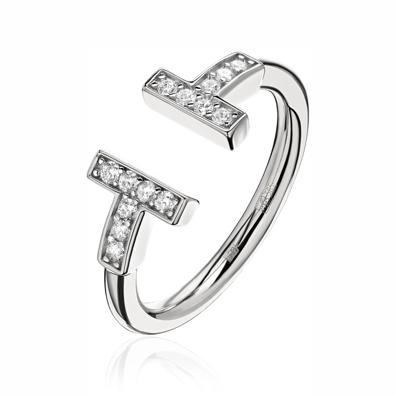 Кольцо из белого золота 585 пробы с фианитами 01К1215124