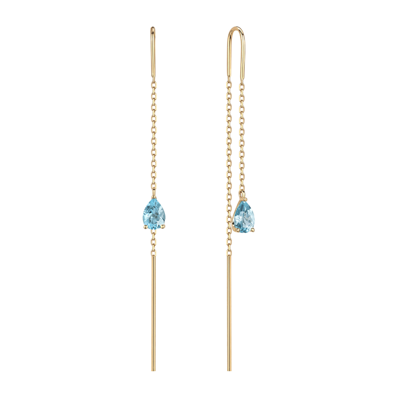 Серьги из желтого золота 585 пробы с топазами 01С3316516-1